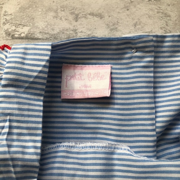 PETIT BEBE | Beach Romper Blue Stripe 24M - Picture 4 of 5